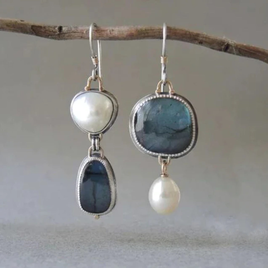 Boucles d'oreilles en perles vintage Blå Sten