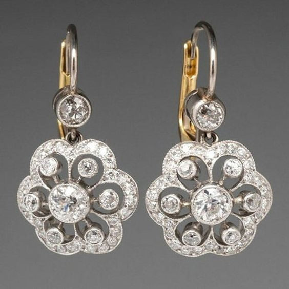 Boucles d'oreilles en cristal vintage Mandala
