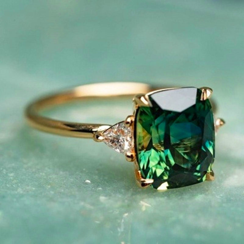 Lycka - Bague en Or avec Zirconia Verte