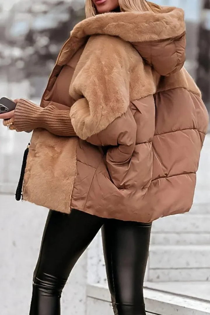 Evelyne - Veste d'hiver multicolore avec capuche