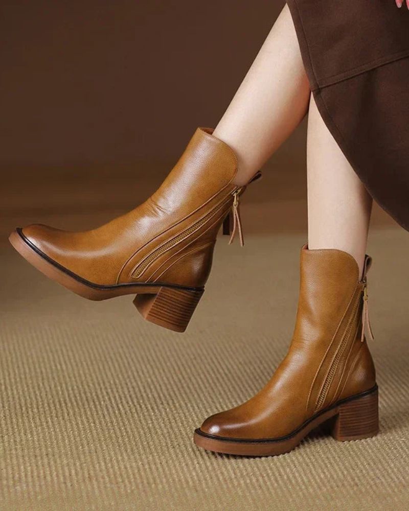 Graciela – Bottines noires en cuir à talon confort, élégantes et intemporelles