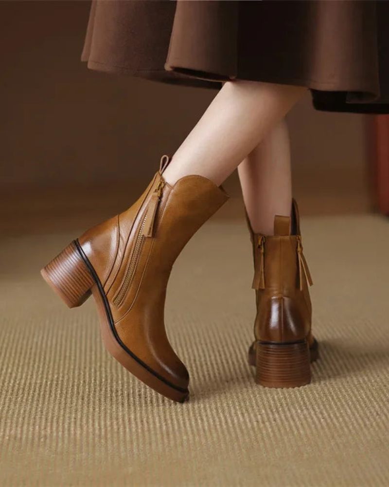 Graciela – Bottines noires en cuir à talon confort, élégantes et intemporelles