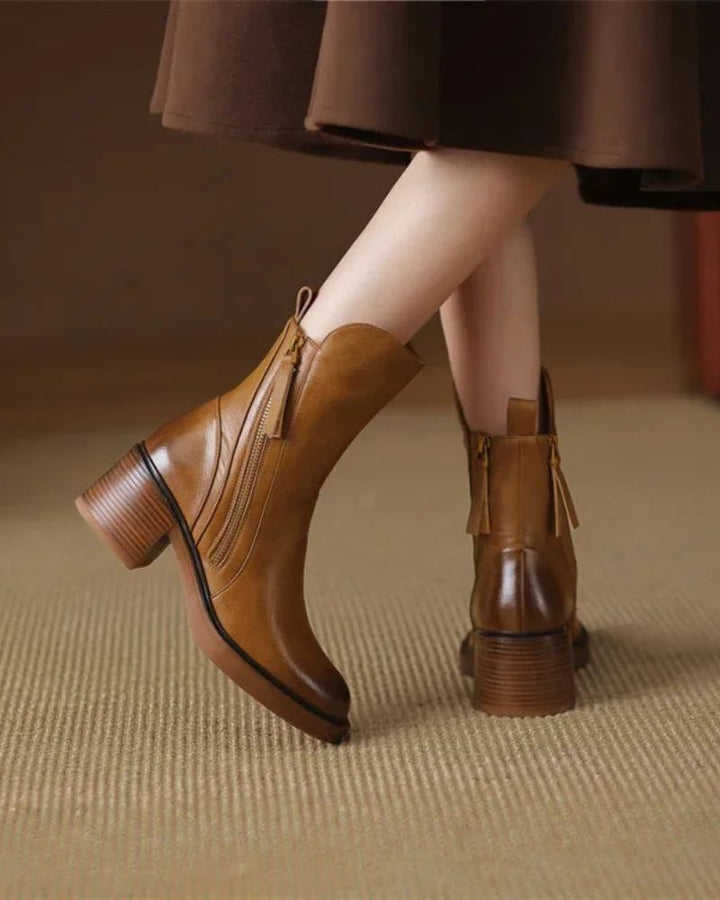 Graciela – Bottines noires en cuir à talon confort, élégantes et intemporelles