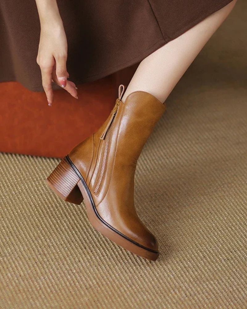 Graciela – Bottines noires en cuir à talon confort, élégantes et intemporelles