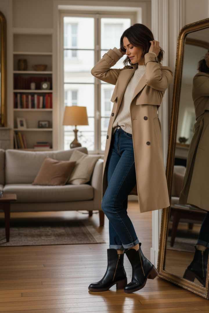 Graciela – Bottines noires en cuir à talon confort, élégantes et intemporelles