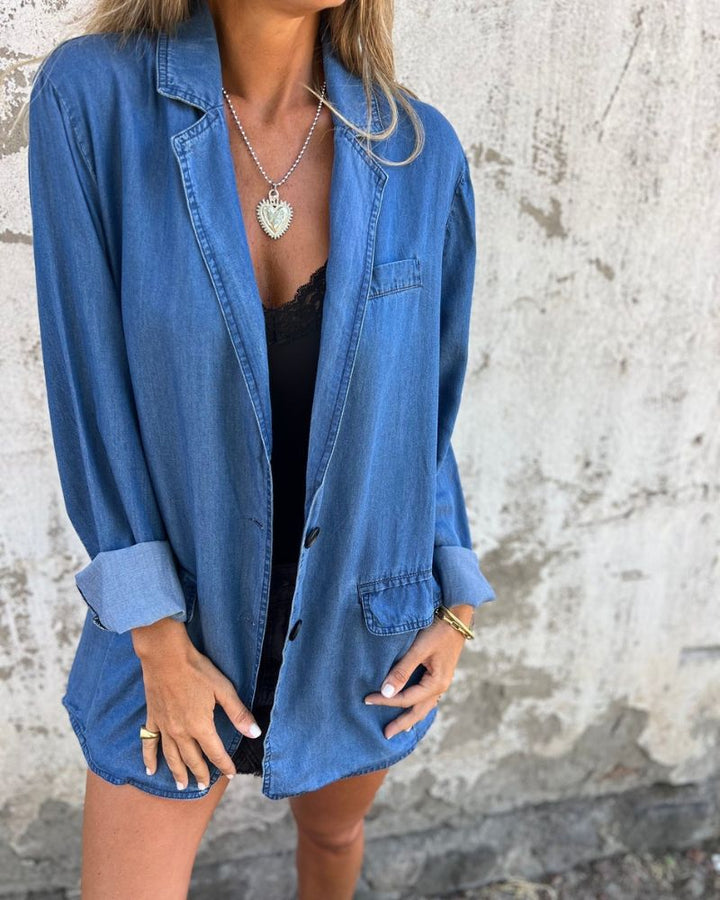 Iseult - Blazer en Denim Décontracté