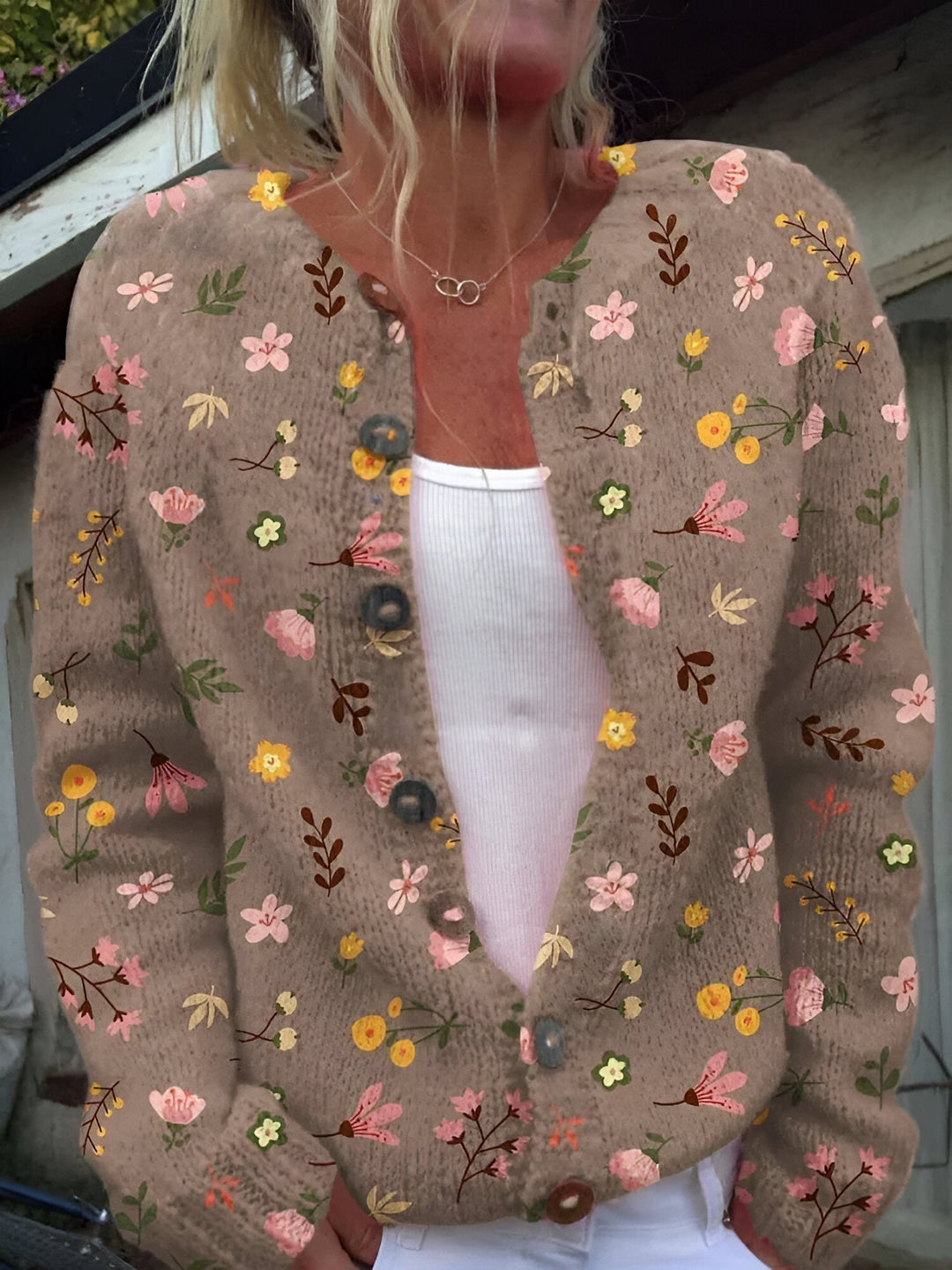 Barbara | Cardigan en Maille Florale de Luxe