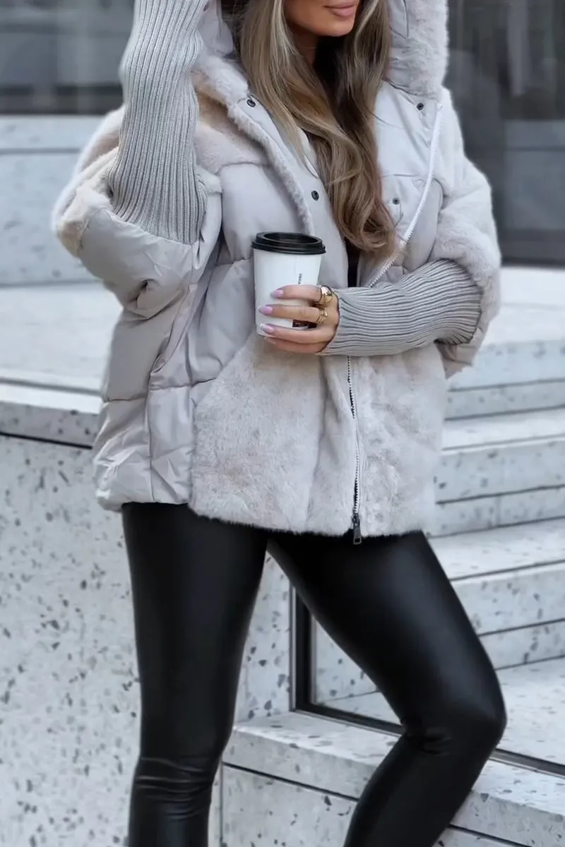 Evelyne - Veste d'hiver multicolore avec capuche