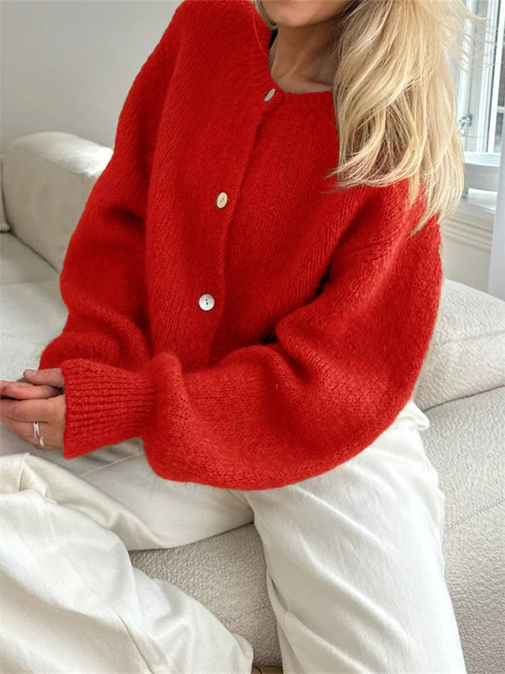 Amadea | Cardigan Fuzzy en Maille avec Boutons pour Femme