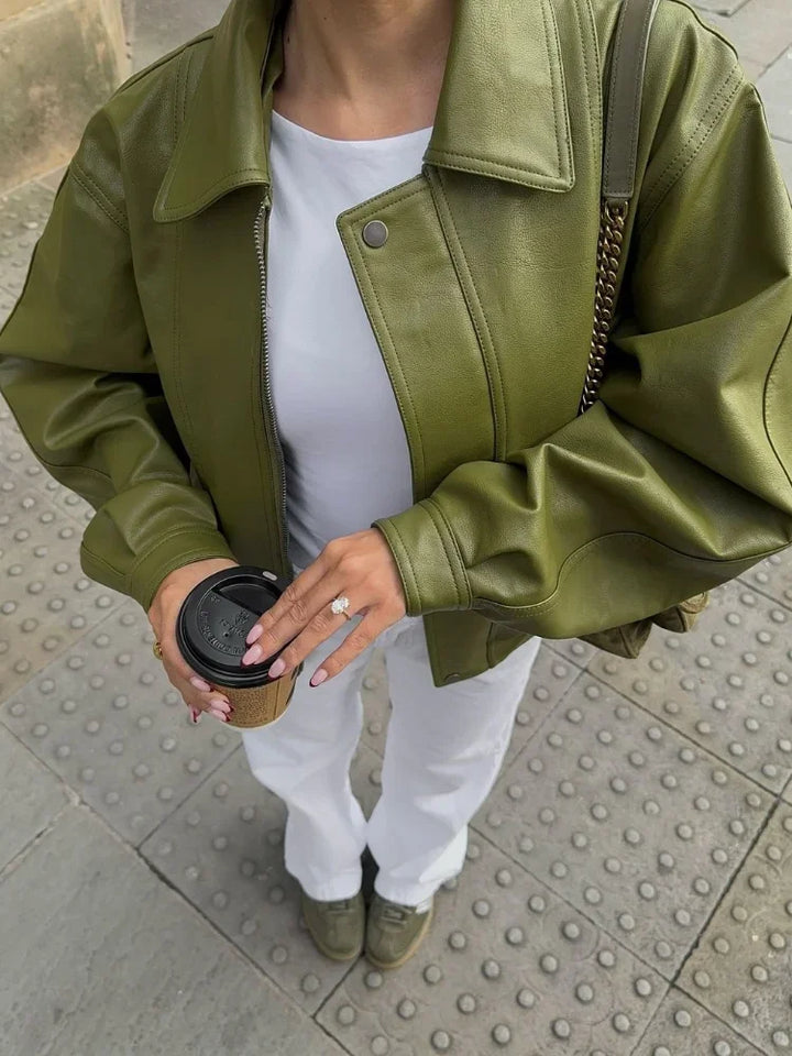 Ambreline - Veste en cuir oversize