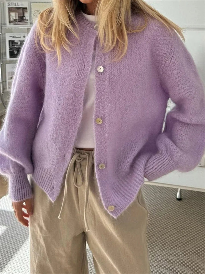 Amadea | Cardigan Fuzzy en Maille avec Boutons pour Femme