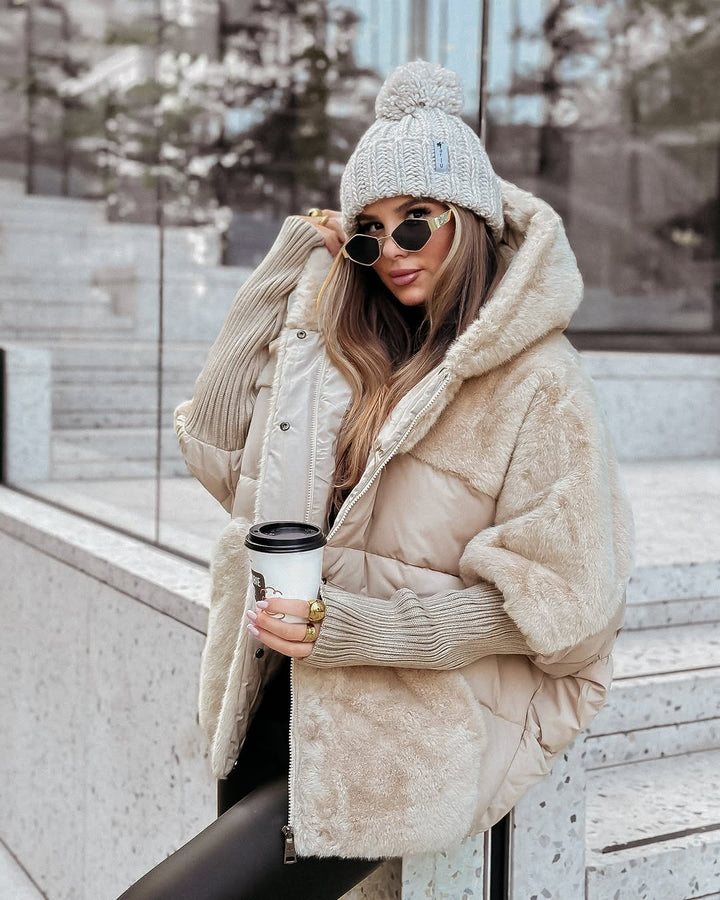 Sylvère - Manteau d'hiver avec capuche en fausse fourrure