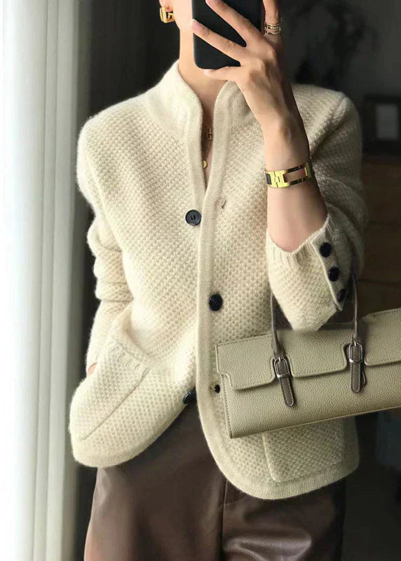 LARISSA - CARDIGAN EN CACHEMIRE AVEC COL MONTANT
