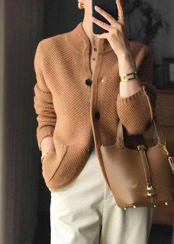 LARISSA - CARDIGAN EN CACHEMIRE AVEC COL MONTANT