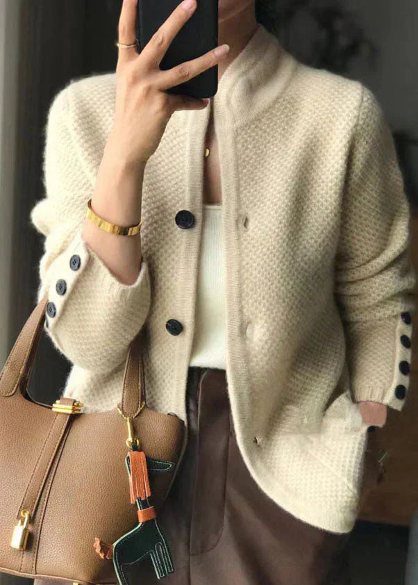 LARISSA - CARDIGAN EN CACHEMIRE AVEC COL MONTANT