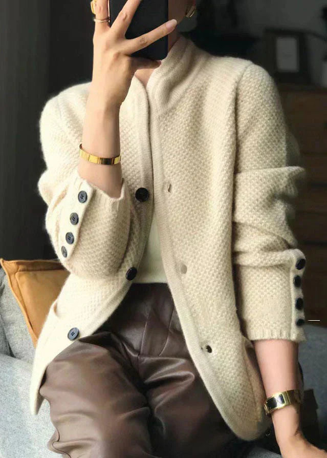 LARISSA - CARDIGAN EN CACHEMIRE AVEC COL MONTANT