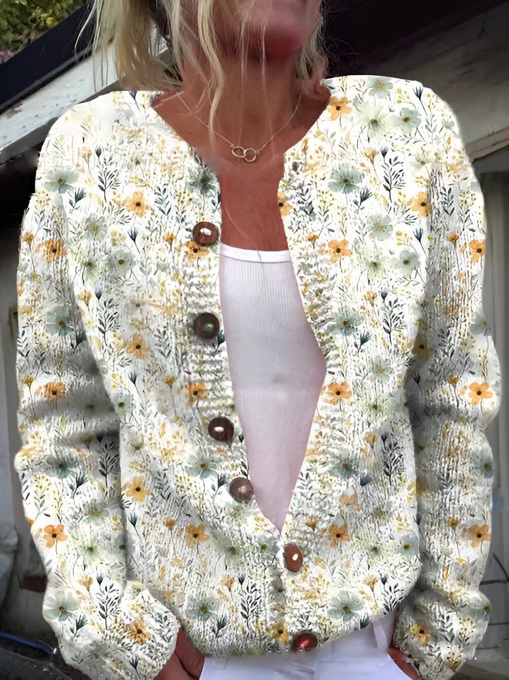 Barbara | Cardigan en Maille Florale de Luxe