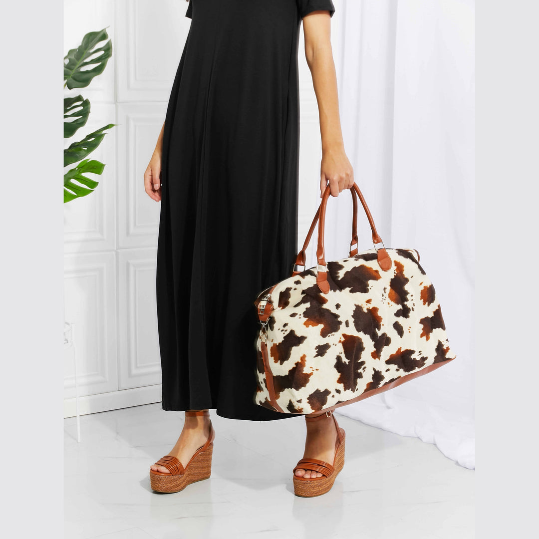 Medium Leopard Print Plush Weekender Handbag