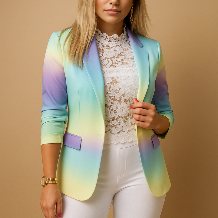 Rive™ | Blazer élégant pour femme avec imprimé vif et col châle