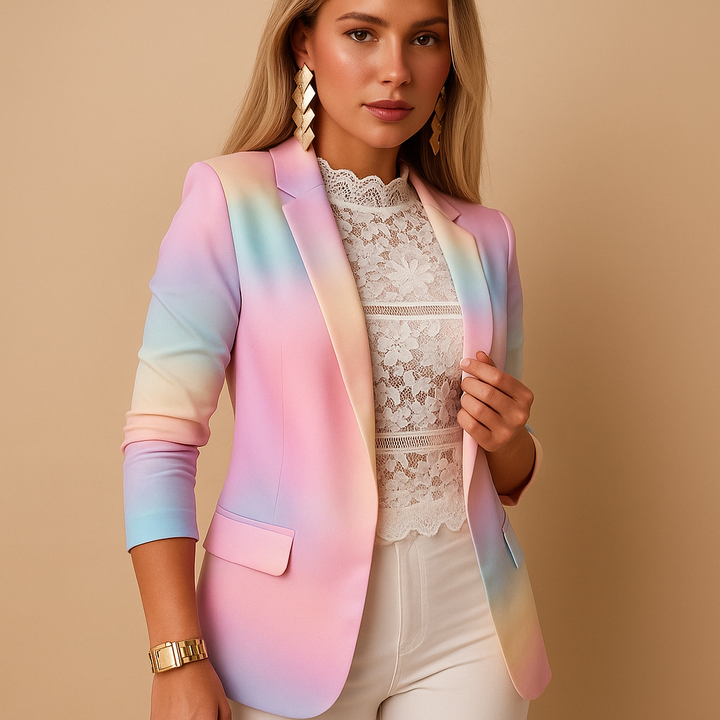 Rive™ | Blazer élégant pour femme avec imprimé vif et col châle