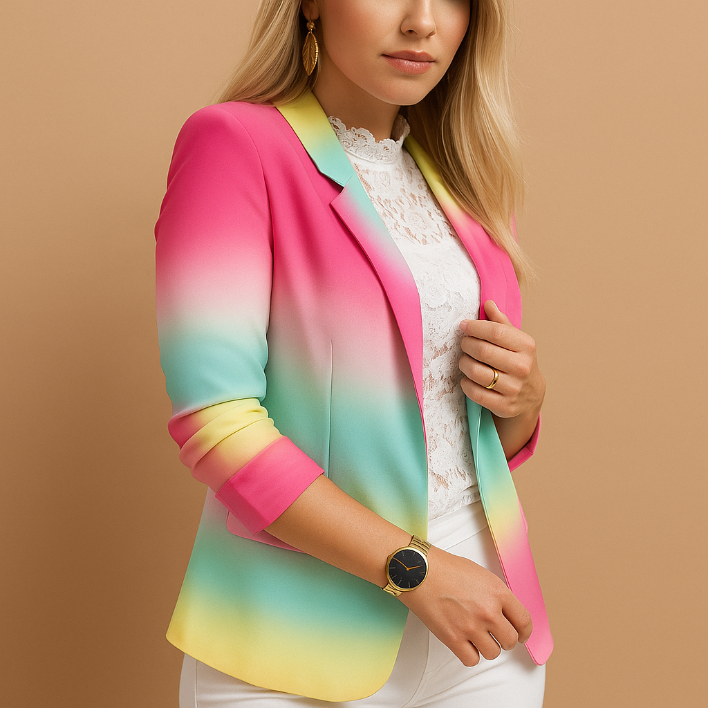 Rive™ | Blazer élégant pour femme avec imprimé vif et col châle