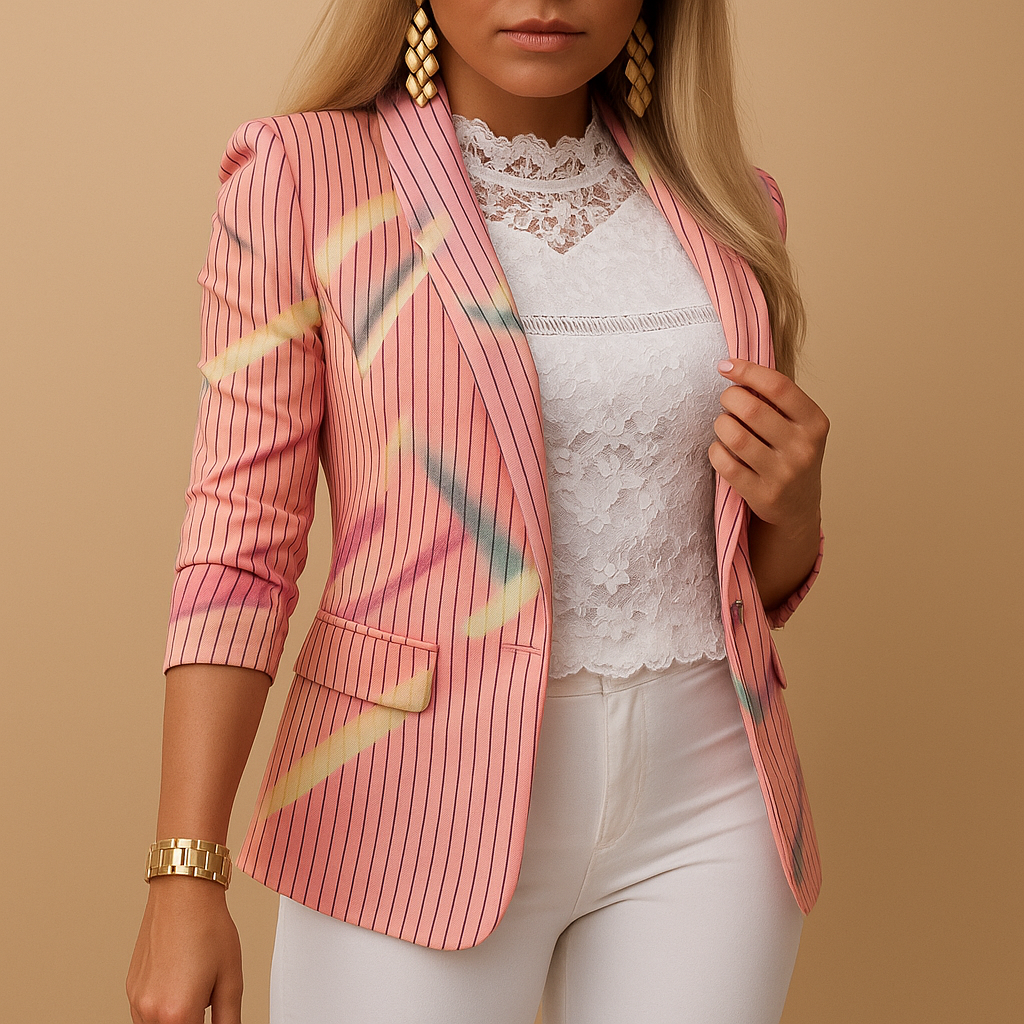 Rive™ | Blazer élégant pour femme avec imprimé vif et col châle