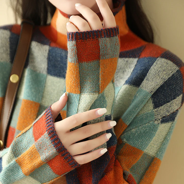 PENELOPE™ | PULLOVER PATCHWORK À COL HAUT