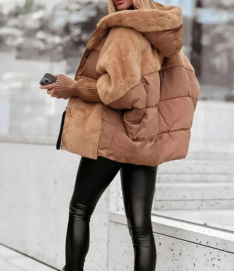 Sylvère - Manteau d'hiver avec capuche en fausse fourrure