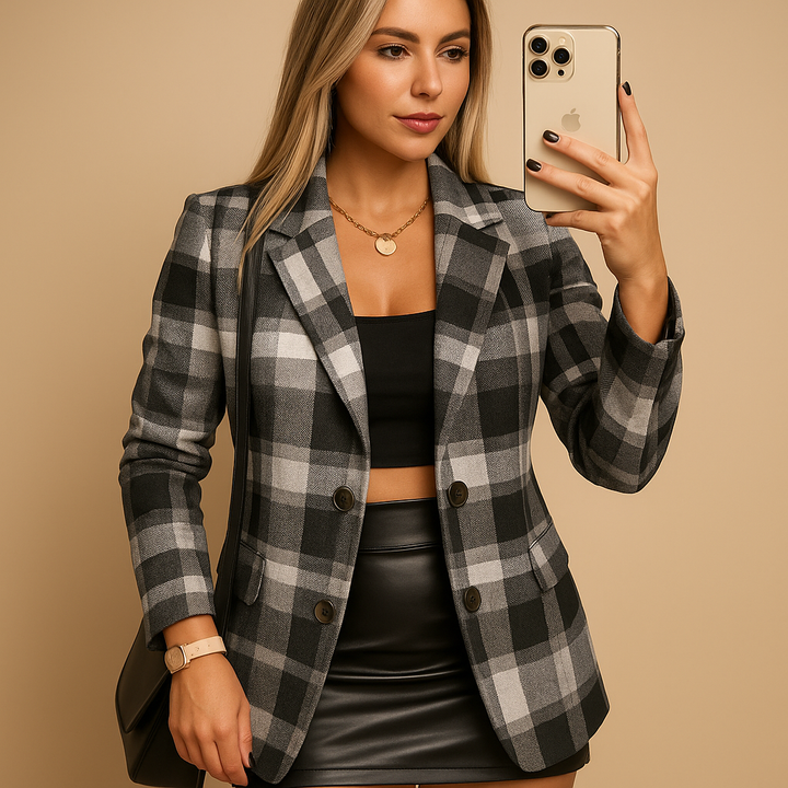 Rive™ | Veste longue rembourrée pour femme à motif à carreaux