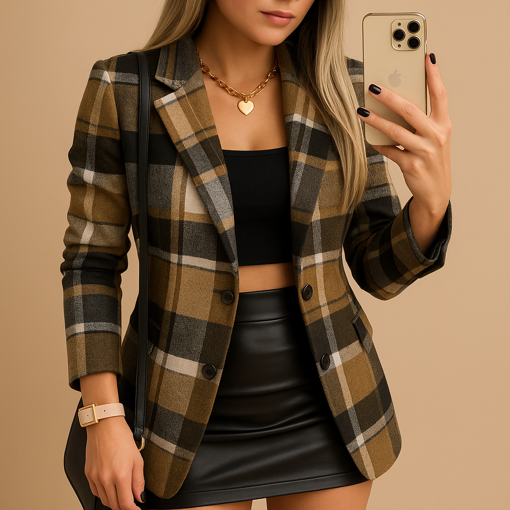 Rive™ | Veste longue rembourrée pour femme à motif à carreaux