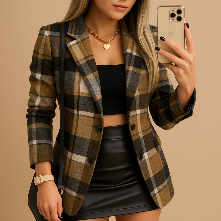 Rive™ | Veste longue rembourrée pour femme à motif à carreaux