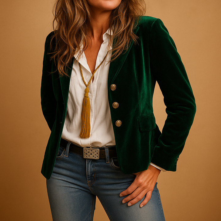 Rive™ | Blazer rétro slim fit avec revers et poches pour femmes