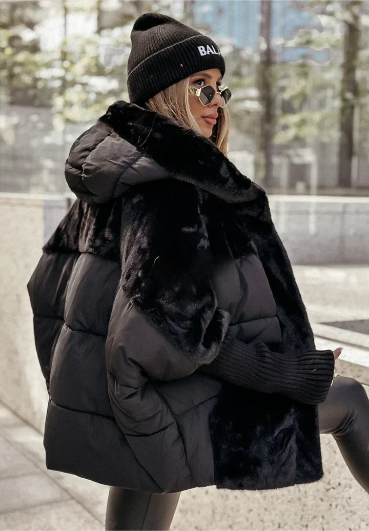 Sylvère - Manteau d'hiver avec capuche en fausse fourrure